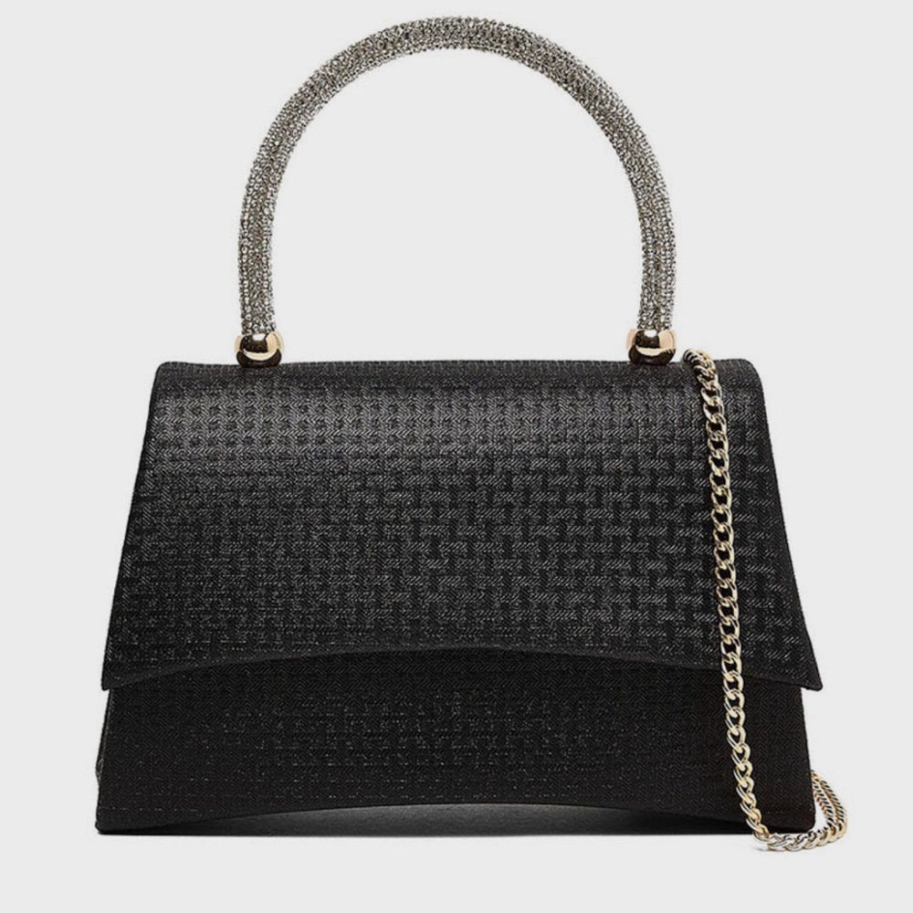 Elegant Black Handbag with Silver Accents